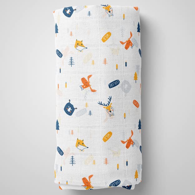 1ST STEP 3 Ply Muslin Blanket 100cm*120cm - Deers - Image 1