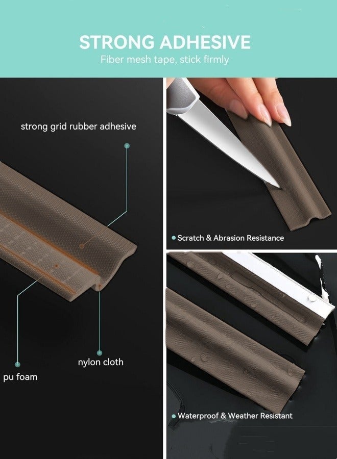 Optico 1/2/3Pcs 4m Window Draft Stopper, Foam Door Seal Strip Self Adhesive Weather Strip Window Weather Stripping Door Seal Strip Door Bottom Sweep Noise Gap Blocker for Window Gap Door Frame (Brown, 79 Inch/6.6ft Long)  - Image 3