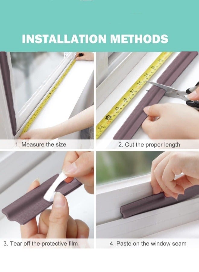 Optico 1/2/3Pcs 4m Window Draft Stopper, Foam Door Seal Strip Self Adhesive Weather Strip Window Weather Stripping Door Seal Strip Door Bottom Sweep Noise Gap Blocker for Window Gap Door Frame (Brown, 79 Inch/6.6ft Long)  - Image 5
