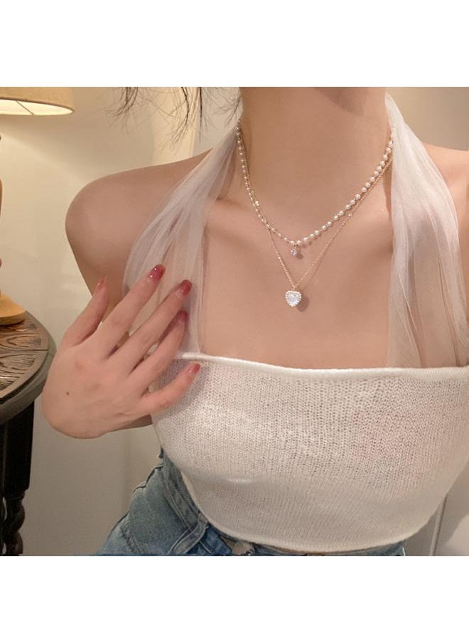 Generic - Baroque Niche Pearl Necklace Female Hot Girl Temperament Sweater Chain Design Love Pendant All-match Jewelry - Image 1