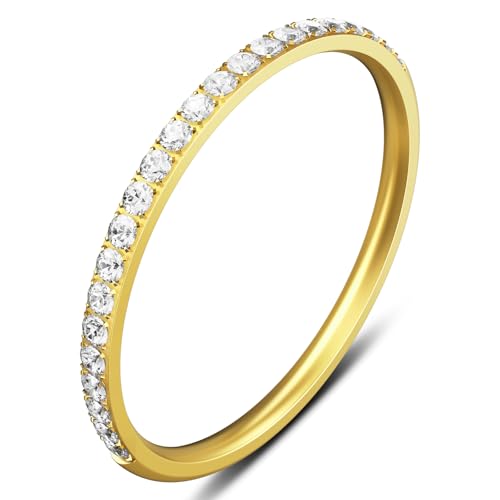ZOOROO 2-Pack 14K Gold Plated Stacking Rings for Oura Ring Gen 4/Oura Ring Gen 3, Cubic Zirconia Simulated Diamond Oura Stack Rings for Women - Image 2