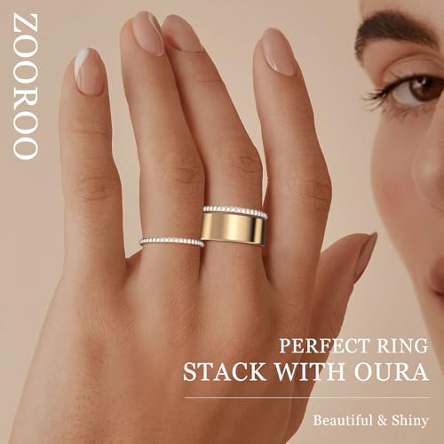 ZOOROO 2-Pack 14K Gold Plated Stacking Rings for Oura Ring Gen 4/Oura Ring Gen 3, Cubic Zirconia Simulated Diamond Oura Stack Rings for Women - Image 5