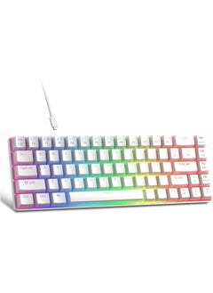 MageGee Portable 60% Mechanical Gaming Keyboard, Red Switch, PBT Pudding Keycaps RGB Backlit Compact 68 Keys Mini Wired Office Keyboard for Windows Laptop PC - White