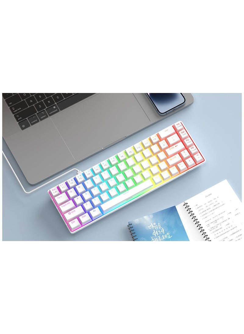 MageGee - MageGee Portable 60% Mechanical Gaming Keyboard, Red Switch, PBT Pudding Keycaps RGB Backlit Compact 68 Keys Mini Wired Office Keyboard for Windows Laptop PC - White - Image 1