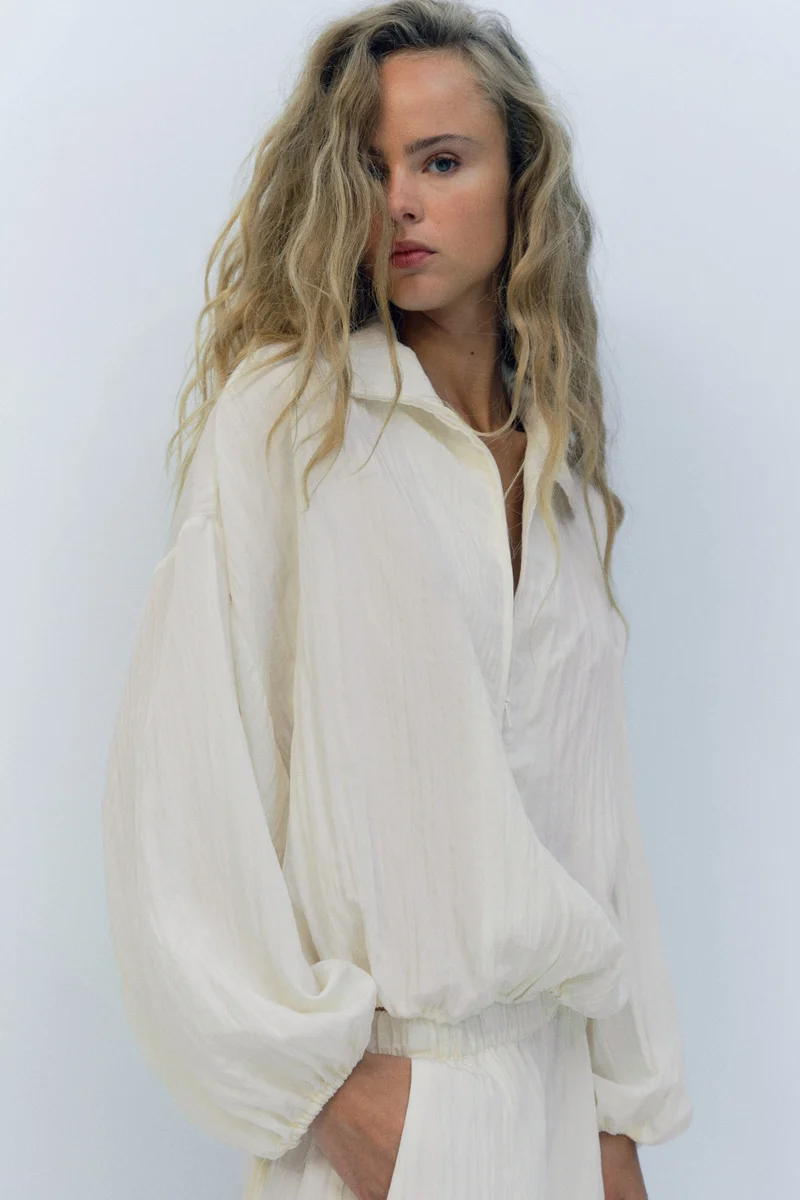H&M  Crinkled drawstring-detail jacket for Women | Best Price UAE