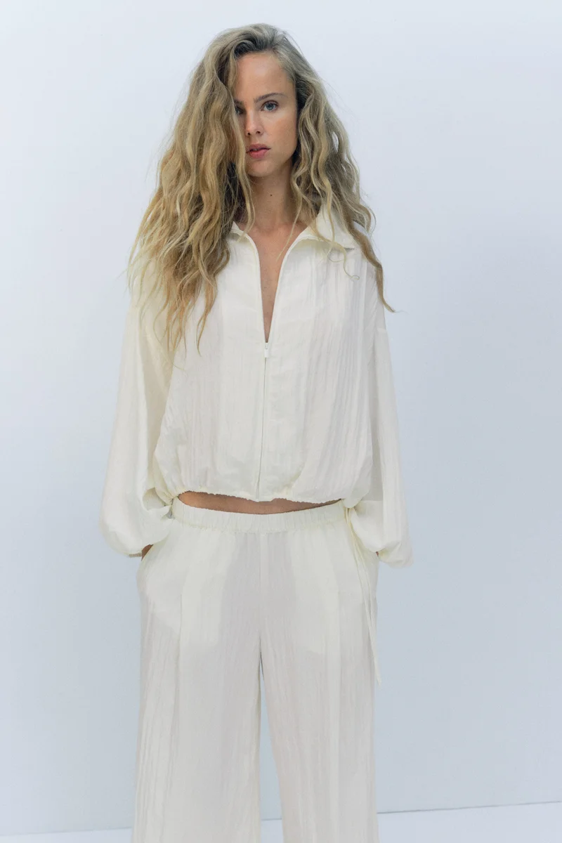 H&M  Crinkled drawstring-detail jacket for Women | Best Price UAE