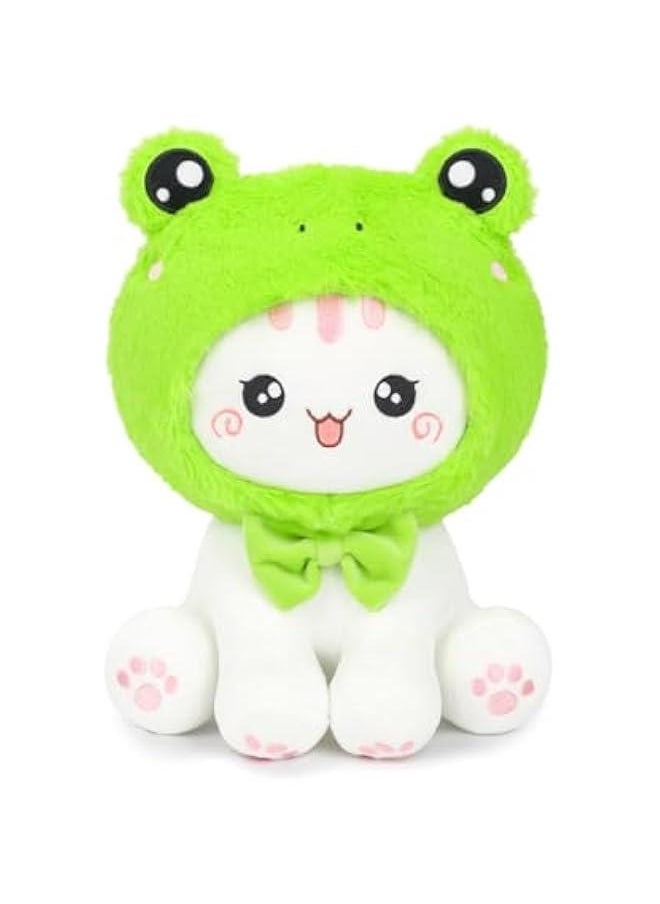 Cute Frog Cat Plush Toy 10 Kawaii Kitten Stuffed Animal, Cat Froggy Plushie Pillow Gift for Kids  - Image 1