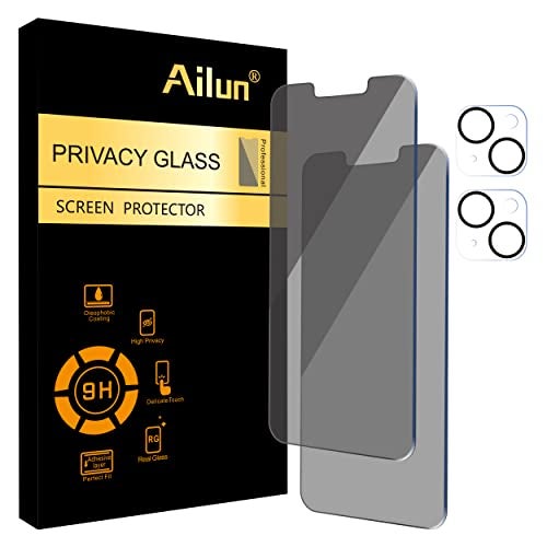 Ailun 2Pack Privacy Screen Protector for iPhone 14 Plus [6.7 inch] + 2 Pack Camera Lens Protector, Anti Spy Private Tempered Glass Film, Case Friendly, [9H Hardness] - HD - Image 1