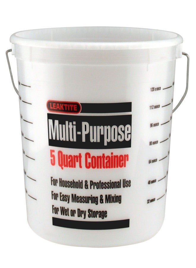 Leaktite 35054 L50CLR 5 Qt Clear Measure Plastic Pail w/Metal Ring - Image 1