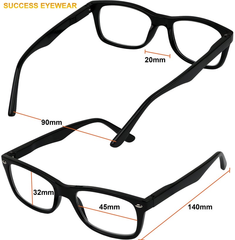 Success Eyewear Reading Glasses Set of 4 Quality Readers Spring Hinge Glasses for Reading for Men and Women Set of 2 Black and 2 Transparent 1.25 - Image 3