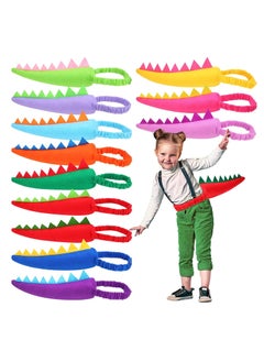 12Pcs Dinosaur Tail Set, Plush Dinosaur Tails for Kids, Dinosaur Costume, Dragon Theme Animal Tails, Costume Accessories Performance Props, for Girls Boys Adults Dress up Party Favors