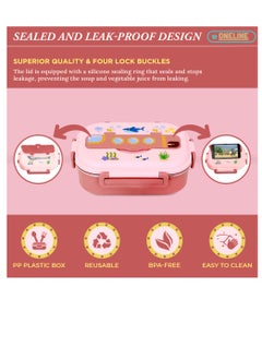 ONELINE OneLine Lunch Box for Kids with Stainless Steel Flatware Set Soup Bowl and Spoon Bento Box with Sea World Theme Leak Proof Durable Snack Container for Adults and Children  - Image 2
