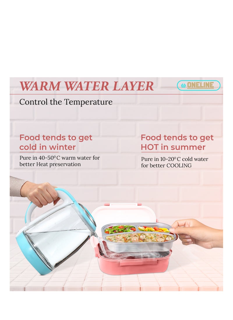 ONELINE OneLine Lunch Box for Kids with Stainless Steel Flatware Set Soup Bowl and Spoon Bento Box with Sea World Theme Leak Proof Durable Snack Container for Adults and Children  - Image 4