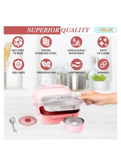 ONELINE OneLine Lunch Box for Kids with Stainless Steel Flatware Set Soup Bowl and Spoon Bento Box with Sea World Theme Leak Proof Durable Snack Container for Adults and Children  - Image 5