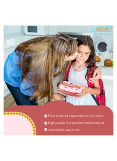 ONELINE OneLine Lunch Box for Kids with Stainless Steel Flatware Set Soup Bowl and Spoon Bento Box with Sea World Theme Leak Proof Durable Snack Container for Adults and Children  - Image 3