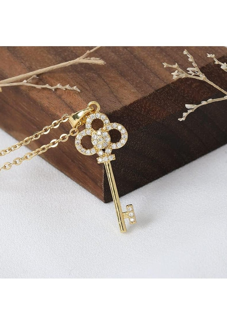 إسكدنيا قلادة مفتاح أنيق للنساء، قلادة قلادة مفتاح عصري من الألماس لأفضل الأصدقاء، الزوجة - Image 4