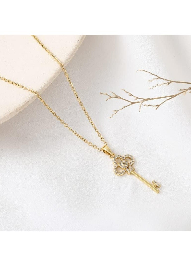 إسكدنيا قلادة مفتاح أنيق للنساء، قلادة قلادة مفتاح عصري من الألماس لأفضل الأصدقاء، الزوجة - Image 2