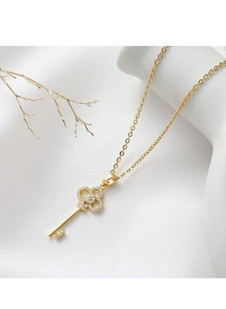 إسكدنيا قلادة مفتاح أنيق للنساء، قلادة قلادة مفتاح عصري من الألماس لأفضل الأصدقاء، الزوجة - Image 3