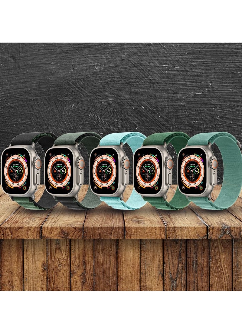 CATANES - 5 Pack For Apple Watch Band 49mm 45mm 44mm 42mm Alpine Loop Band Women Men Adjustable with Metal G-Hook Strap for iWatch Ultra Series SE 8/7/6/5/4/3/2/1 Multicolour - Image 1
