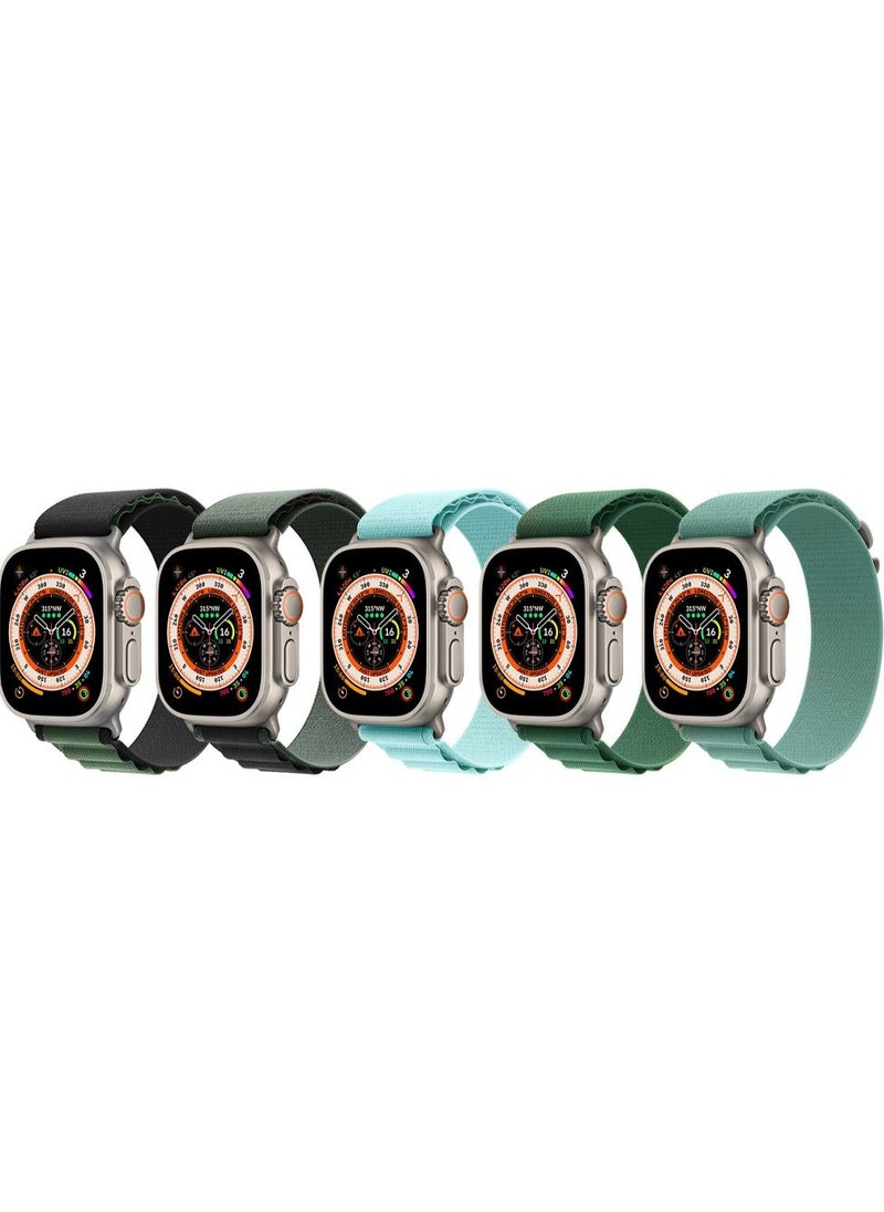 CATANES - 5 Pack For Apple Watch Band 49mm 45mm 44mm 42mm Alpine Loop Band Women Men Adjustable with Metal G-Hook Strap for iWatch Ultra Series SE 8/7/6/5/4/3/2/1 Multicolour - Image 1