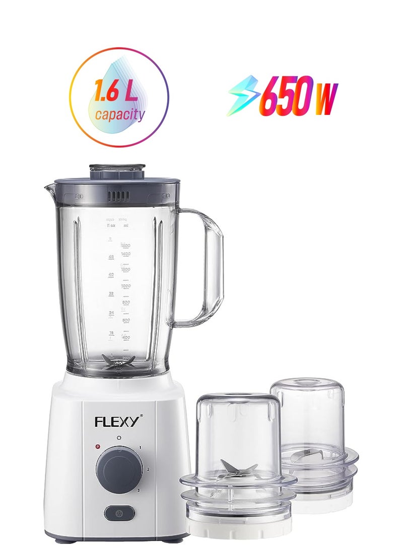 فليكسي خلاط 650 واط 3 في 1، دورق 1600 مل، مطحنة 2 × 50 جرام
