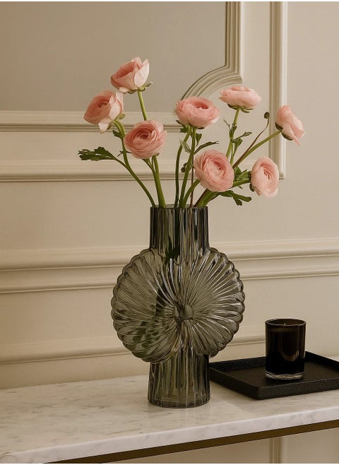 SHELL,VASE,L21.5XW10.5XH32CMS,GREY,GLASS-196746 "