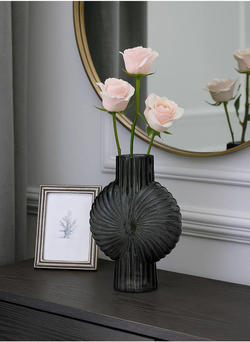 SHELL,VASE,L21.5XW10.5XH32CMS,GREY,GLASS-196746 "