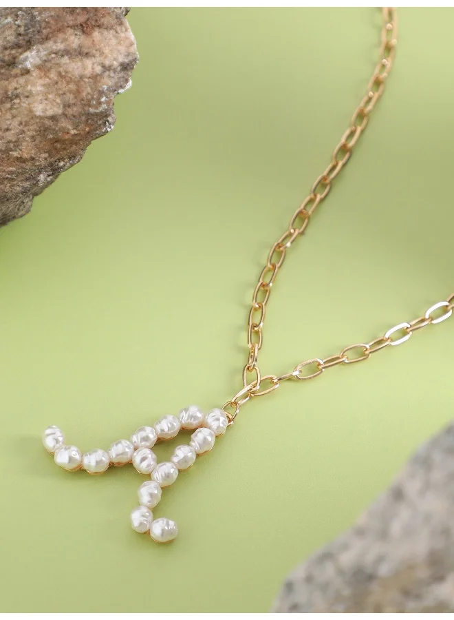 SOHI Pearl A Alphabet Artificial Necklace Jewellery