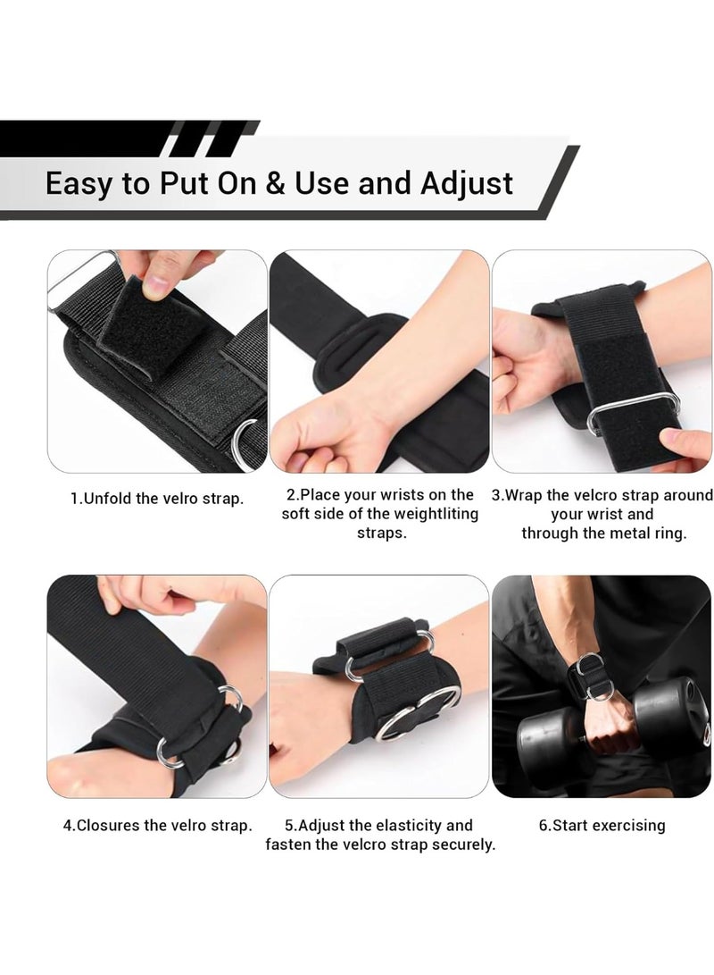 Double D Ring Weightlifting Straps: 7mm Neoprene Padding & Anti-Slip Grip for Deadlifts, Cable Machines - Adjustable Fit for Men & Women - Image 4