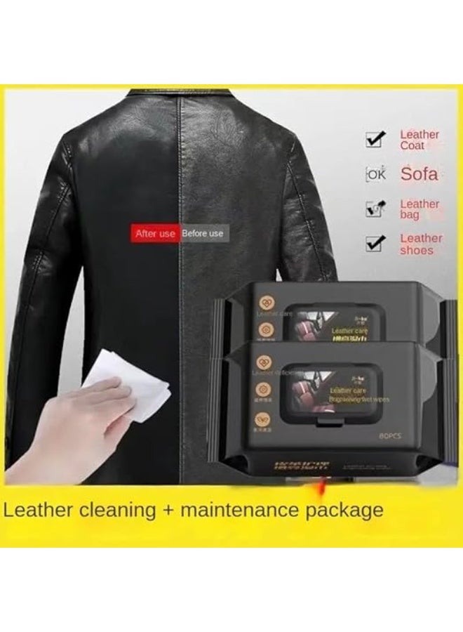 مناديل مبللة لتنظيف مقاعد السيارة الجلدية، 80 قطعة، إزالة البقع والأتربة - Image 3