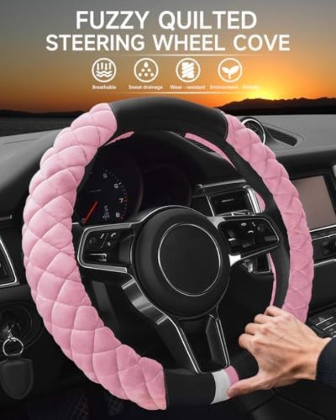 Cxtiy Universal Steering Wheel Cover for Car Fluffy Warm Plush Steering Wheel Cover for Winter  (A-Gray) - Image 5