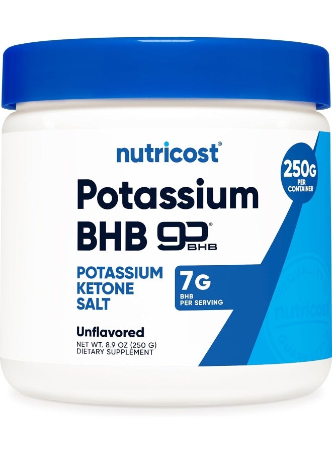 Nutricost Potassium BHB Salts, Exogenous Ketone Supplement, 6.4G Beta-Hydroxybutyrate Per Serving 1 Bottle (250G) - Image 1