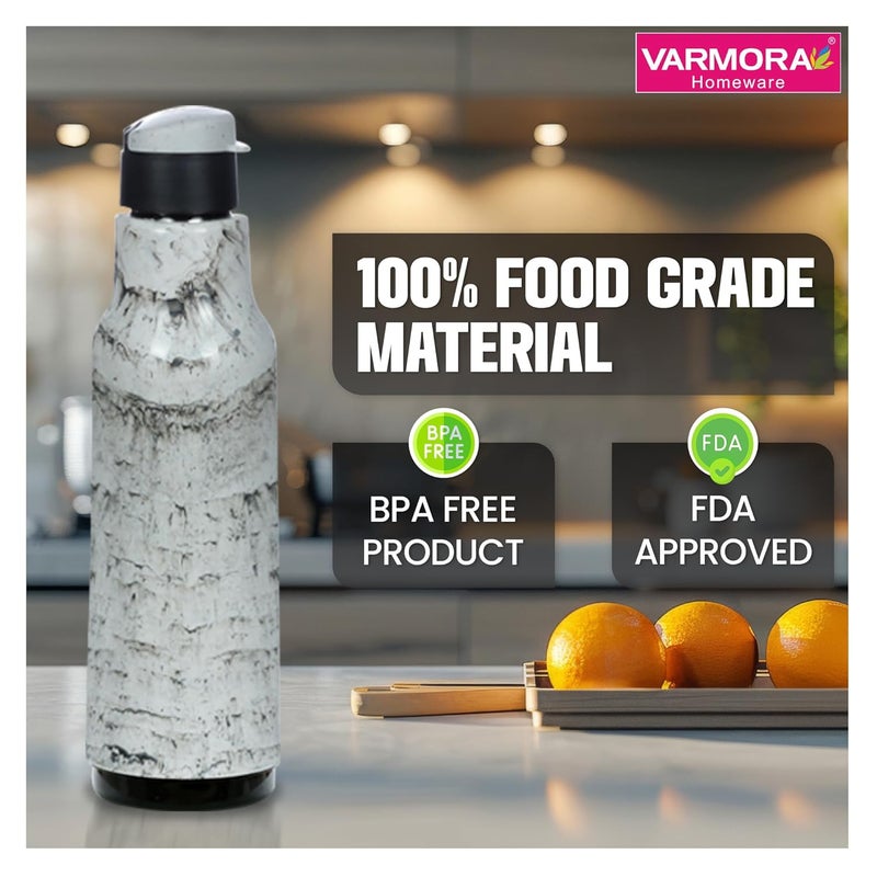 Varmora Sofia 600 Stainless Steel Water Bottle 100% Virgin Plastic Hot & Cold Compatible - 600ml (White) - Image 3