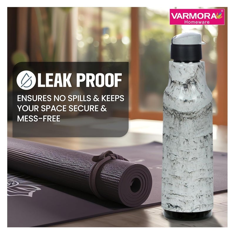 Varmora Sofia 600 Stainless Steel Water Bottle 100% Virgin Plastic Hot & Cold Compatible - 600ml (White) - Image 4