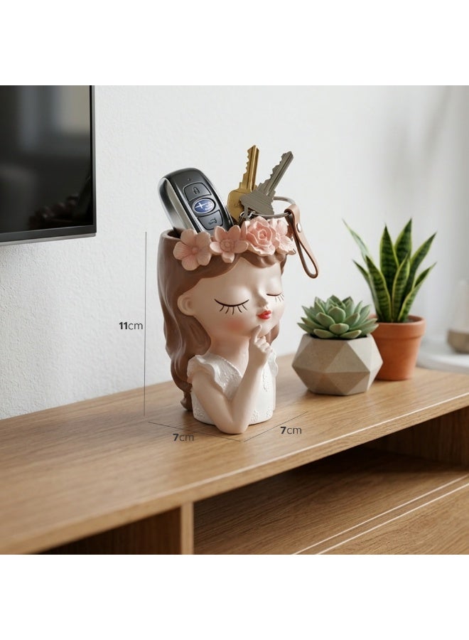 Beram Little Fairy Girl Flower Pot Think White Polyresin Decorative Succulent Planter Cute Fairy Statue Vase Tabletop Flower Pot Pen Pencil Holder Propagator Kit Indoor Outdoor Home Office Decor - Image 5