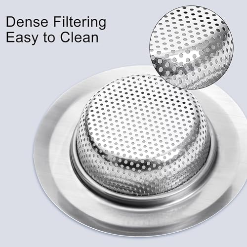 Hian Round Stainless Steel Kitchen Sink Strainer – Silver Perforated Drain Filter for Food Waste & Clog Prevention | Rust-Resistant, Easy to Clean, Fits Most Standard Sinks (Pack of 2) - Image 3