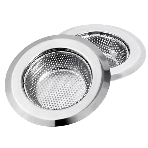 Hian Round Stainless Steel Kitchen Sink Strainer – Silver Perforated Drain Filter for Food Waste & Clog Prevention | Rust-Resistant, Easy to Clean, Fits Most Standard Sinks (Pack of 2) - Image 1