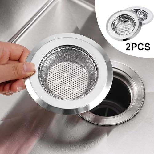 Hian Round Stainless Steel Kitchen Sink Strainer – Silver Perforated Drain Filter for Food Waste & Clog Prevention | Rust-Resistant, Easy to Clean, Fits Most Standard Sinks (Pack of 2) - Image 2