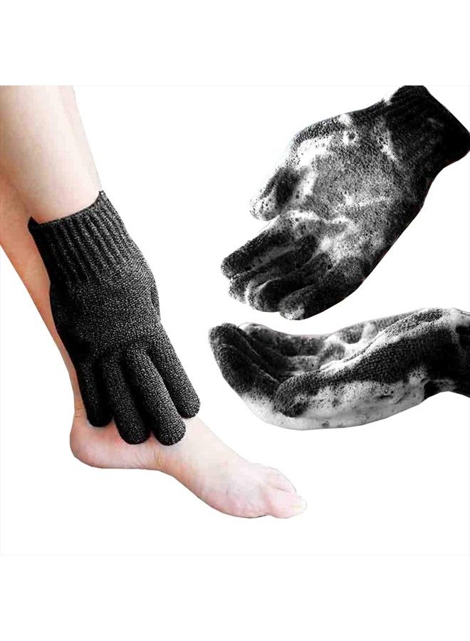 MIG4U Exfoliating Shower Gloves for Bath, Premium Nylon Body Wash Bathing Gloves for Men Women Spa, Massage and Skin Scrub, Dead Skin Cell Remover with Hanging Loop，Black, Regular Size - Image 1