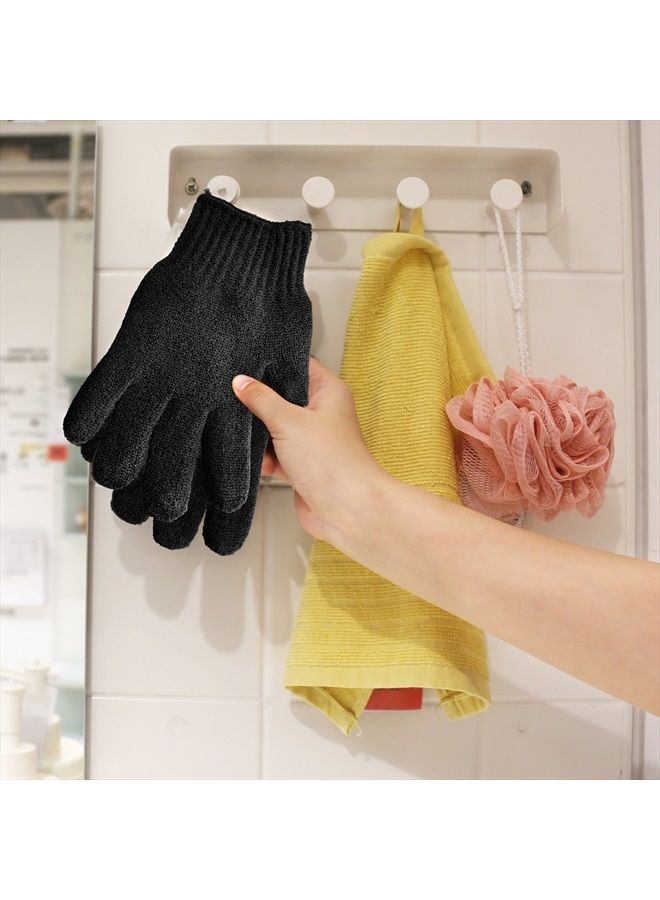 MIG4U Exfoliating Shower Gloves for Bath, Premium Nylon Body Wash Bathing Gloves for Men Women Spa, Massage and Skin Scrub, Dead Skin Cell Remover with Hanging Loop，Black, Regular Size - Image 5