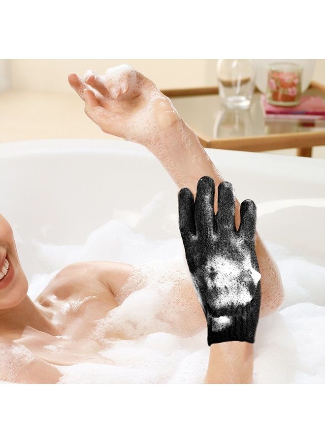 MIG4U Exfoliating Shower Gloves for Bath, Premium Nylon Body Wash Bathing Gloves for Men Women Spa, Massage and Skin Scrub, Dead Skin Cell Remover with Hanging Loop，Black, Regular Size - Image 2
