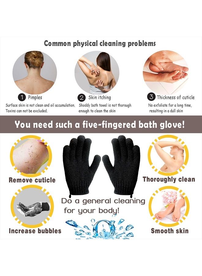 MIG4U Exfoliating Shower Gloves for Bath, Premium Nylon Body Wash Bathing Gloves for Men Women Spa, Massage and Skin Scrub, Dead Skin Cell Remover with Hanging Loop，Black, Regular Size - Image 3