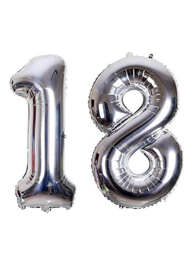 Propsicle 16 inch Birthday Foil 18 Number Helium Balloon Party Decoration Silver Pack of 2 | 18 Year No. Balloons Birthday/Anniversary | Eighteen Number - Image 1