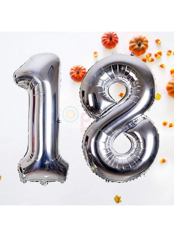 Propsicle 16 inch Birthday Foil 18 Number Helium Balloon Party Decoration Silver Pack of 2 | 18 Year No. Balloons Birthday/Anniversary | Eighteen Number - Image 4