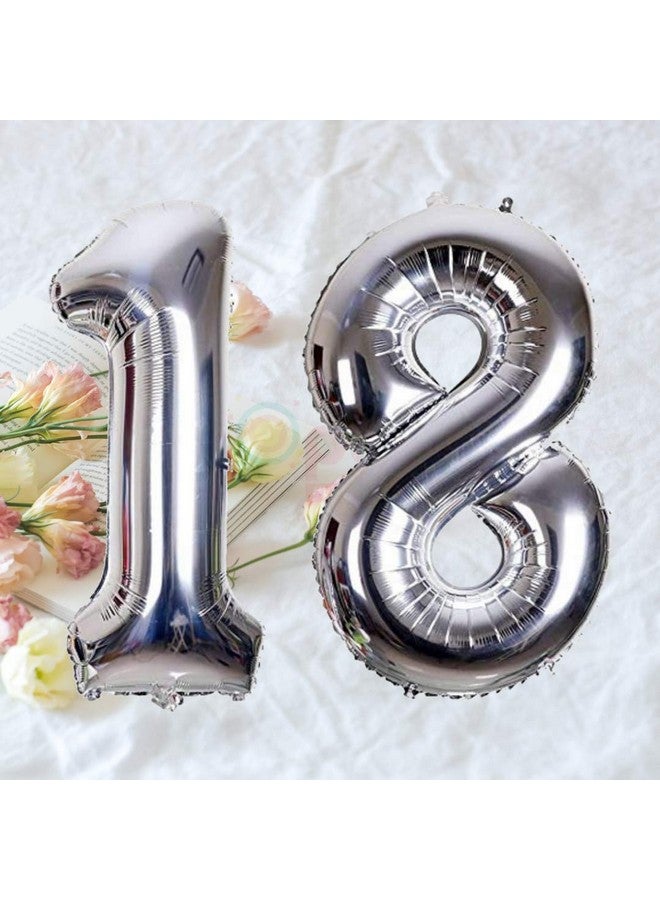 Propsicle 16 inch Birthday Foil 18 Number Helium Balloon Party Decoration Silver Pack of 2 | 18 Year No. Balloons Birthday/Anniversary | Eighteen Number - Image 5