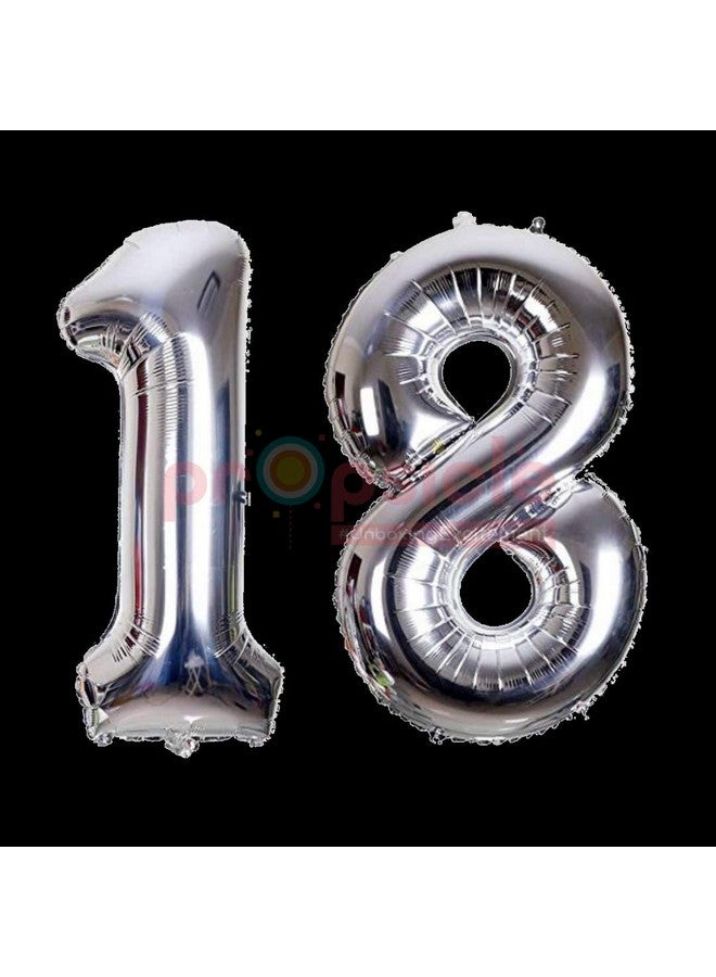 Propsicle 16 inch Birthday Foil 18 Number Helium Balloon Party Decoration Silver Pack of 2 | 18 Year No. Balloons Birthday/Anniversary | Eighteen Number - Image 3