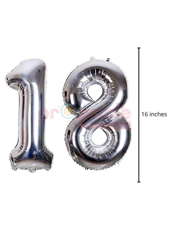 Propsicle 16 inch Birthday Foil 18 Number Helium Balloon Party Decoration Silver Pack of 2 | 18 Year No. Balloons Birthday/Anniversary | Eighteen Number - Image 2