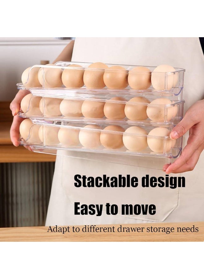 NAMA 3-Tier Egg Rack For Refrigerator - Automatic Rotating Egg Organizer For Refrigerator, Space Saving Egg Dispenser Holder, Large Capacity 30 Eggs Fridge Egg Rack (White) - Image 3