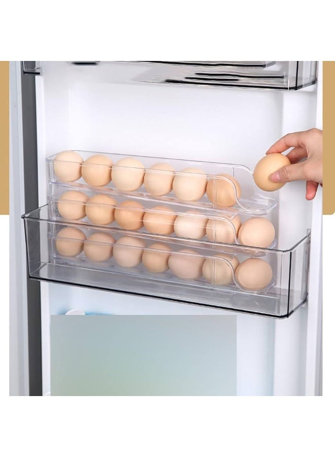 NAMA 3-Tier Egg Rack For Refrigerator - Automatic Rotating Egg Organizer For Refrigerator, Space Saving Egg Dispenser Holder, Large Capacity 30 Eggs Fridge Egg Rack (White) - Image 2