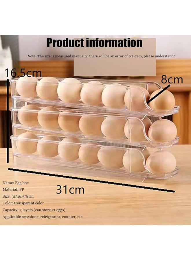 NAMA 3-Tier Egg Rack For Refrigerator - Automatic Rotating Egg Organizer For Refrigerator, Space Saving Egg Dispenser Holder, Large Capacity 30 Eggs Fridge Egg Rack (White) - Image 1